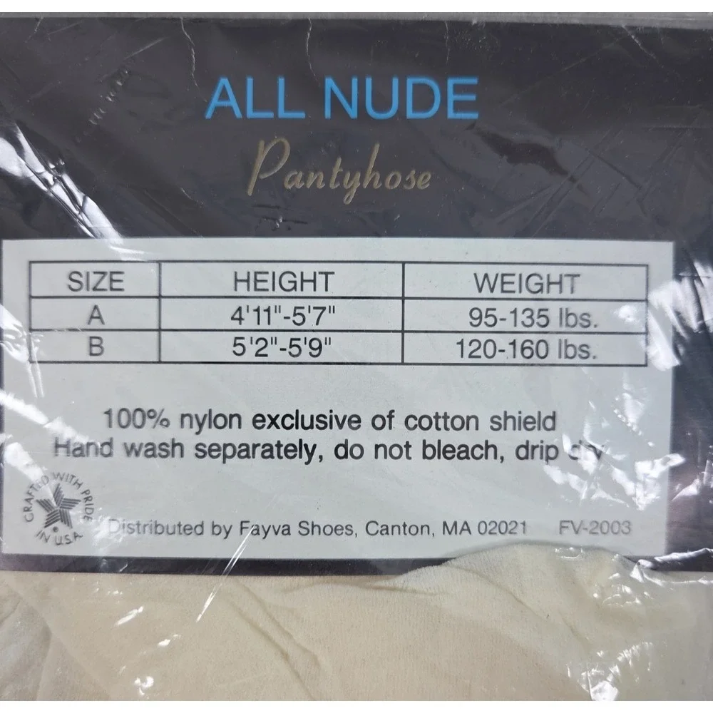 Fayva Brand Vintage Pantyhose All Nude Sandalfoot Ivory Size A Old Stock NEW